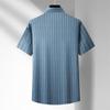 Men's Plus Size Mulberry Silk Blend Striped Short Sleeve Shirt