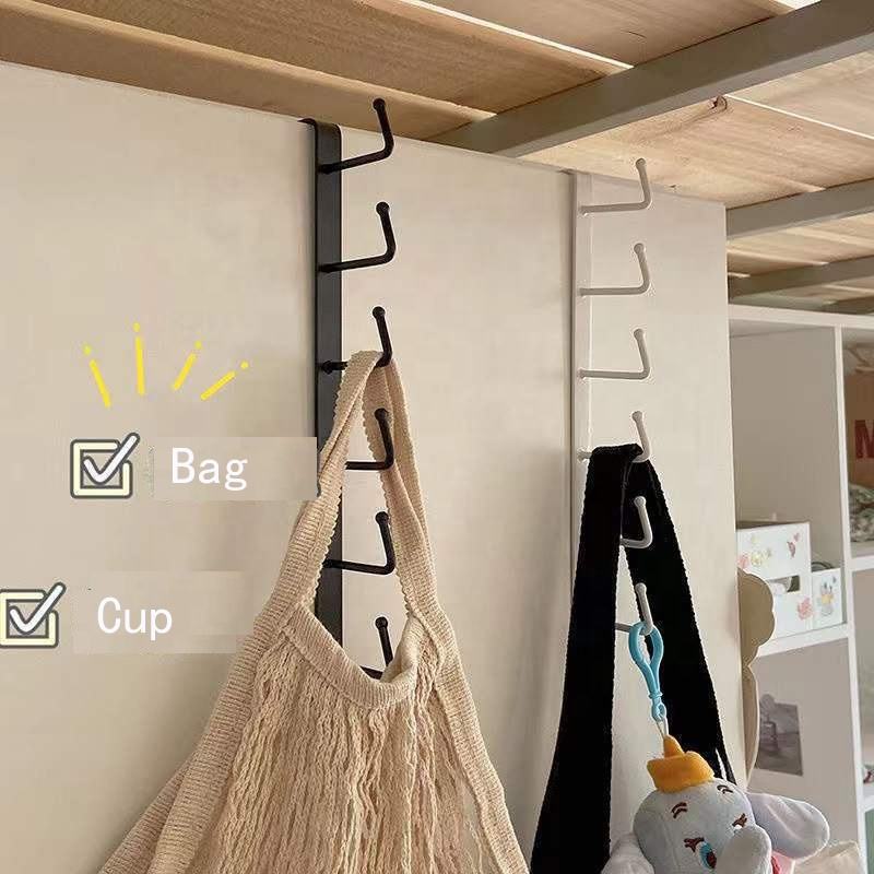1/1/1PC 6 Hooks Kitchen Cabinet Storage Rack Free Wardrobe Kitchen Bathroom Organizer Punch-free Hanging Cup Holder Hooks