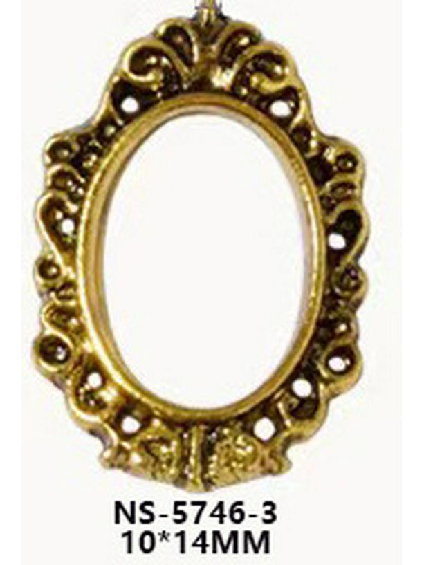 Retro Alloy Nail Art: 3D Carved Oval & Square Photo Frame Decorations
