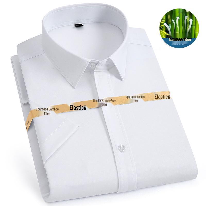Men's New Arrival Iron-Free White Bamboo Shirt - Short Sleeve, Business Casual