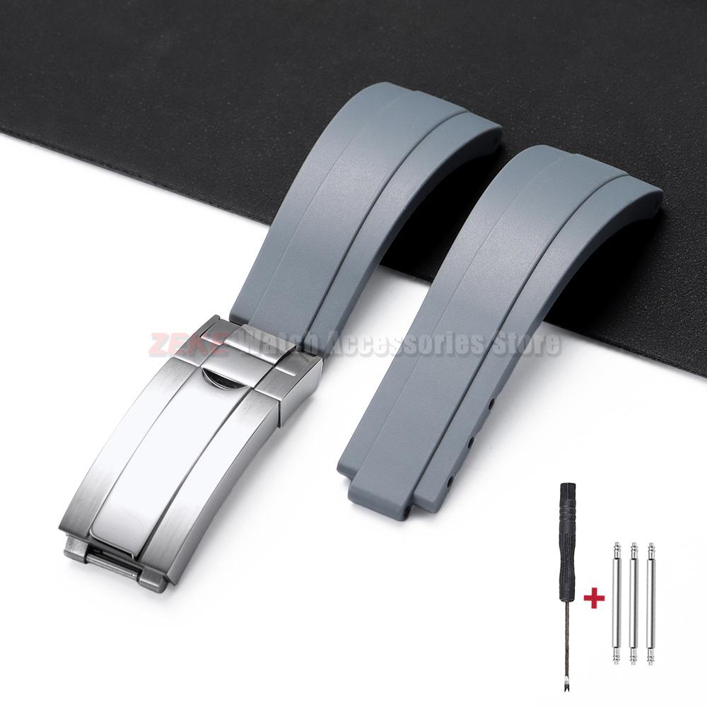 20 mm breites Uhrenarmband aus Gummi für Rolex Water Ghost, GMT und Daytona – wasserdichtes Silikonarmband mit Faltschließe
