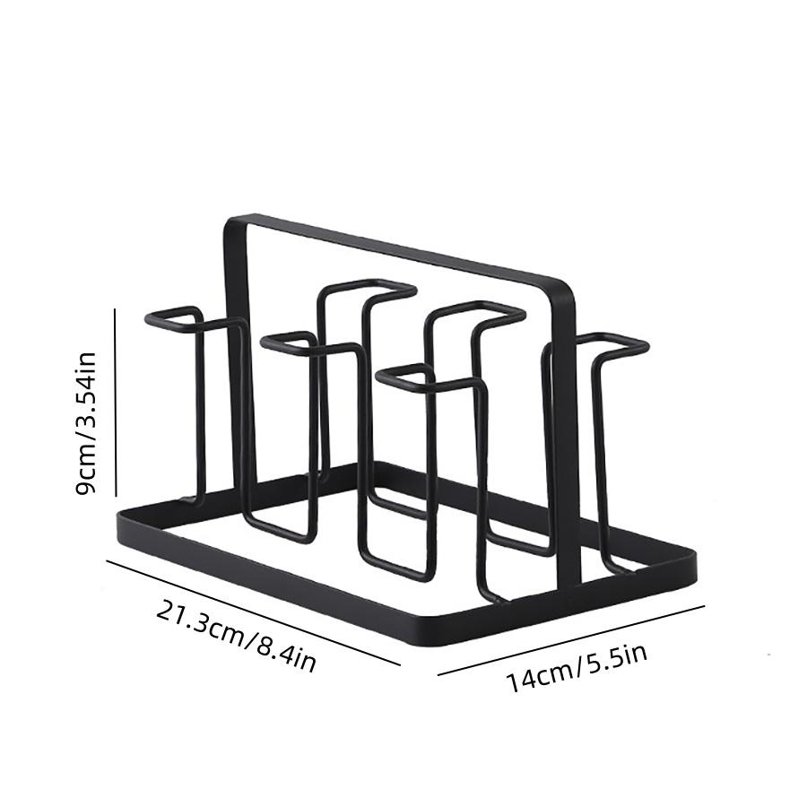Metal Cup Drying Rack with 6 Hooks Vertical Bottle Drying Rack Glass Bottle Holder Bottle Drying Rack Black Coffee Mug Holder
