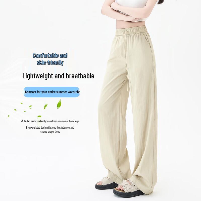 Women s Lightweight High-Elastic Wide-Leg Pants 2XL