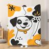 1pc Flannel Blanket Happy Cute Cartoon Dog Design Soft Comfortable And Warm Suitable for All Seasons Beautiful Printed Design Idea