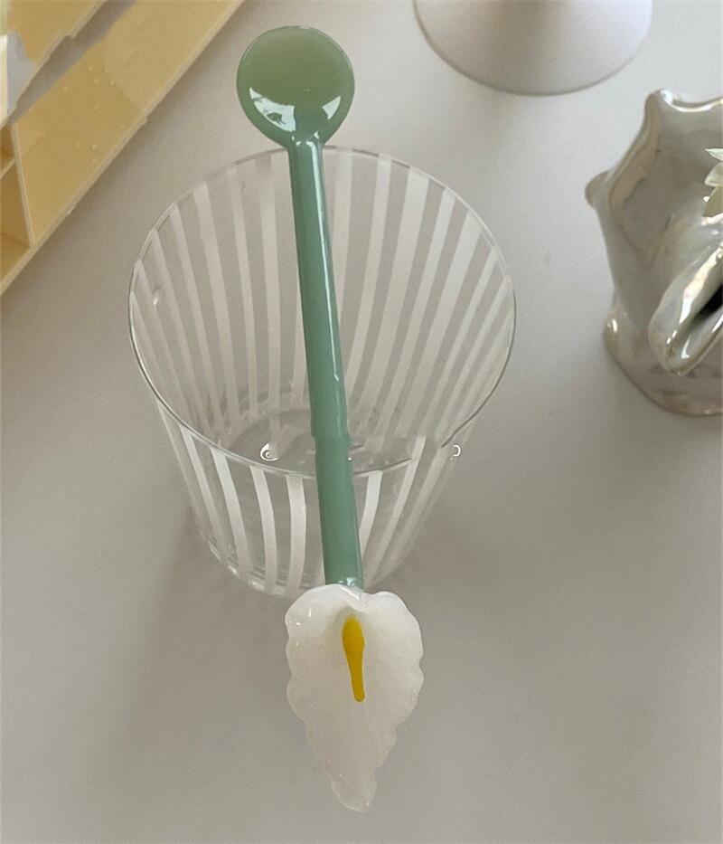 Creative Bowknot Handle Milk Dessert Ice Cream Spoon High Temperature Stained Glass Spoon Household Coffee Mixing Spoon