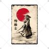 Retro-Kunst im japanischen Stil, Vintage-Samurai-Poster, Blechschild, dekorative Metalltafel, Wandplatte, Schilder, Wohnzimmer, Schlafzimmer, Heimdekoration