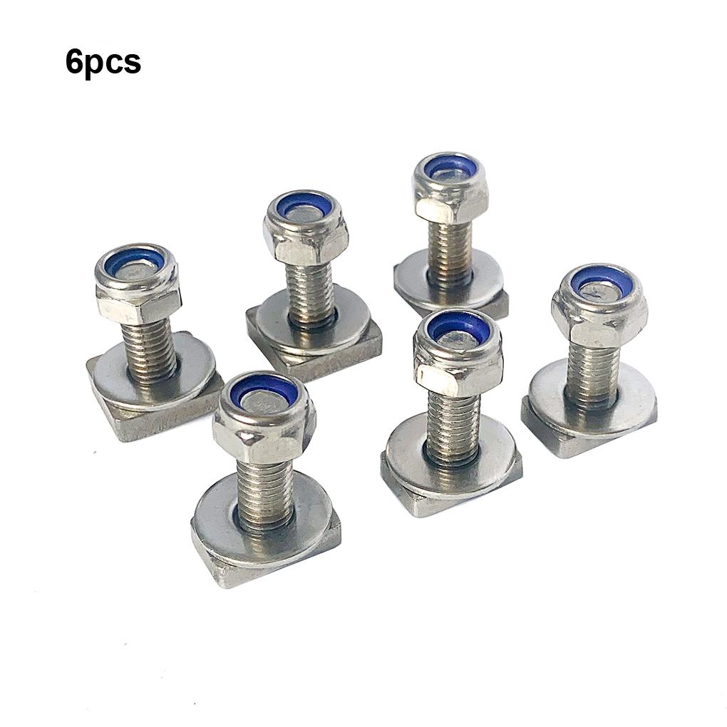 6PCS Stainless Steel Slot Channel M8 T Bolts 27mm Locknuts Kit For Track Awning 4x4 4WD