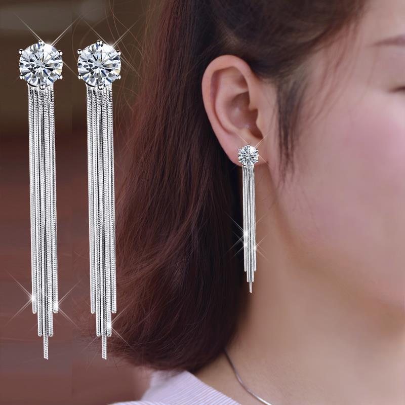 Korean Style Asymmetrical Pearl Tassel Earrings with S925 Silver Needle
