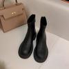 Thick-soled British style short boots women's thin boots autumn and winter new small man heightened zipper elastic thin boots