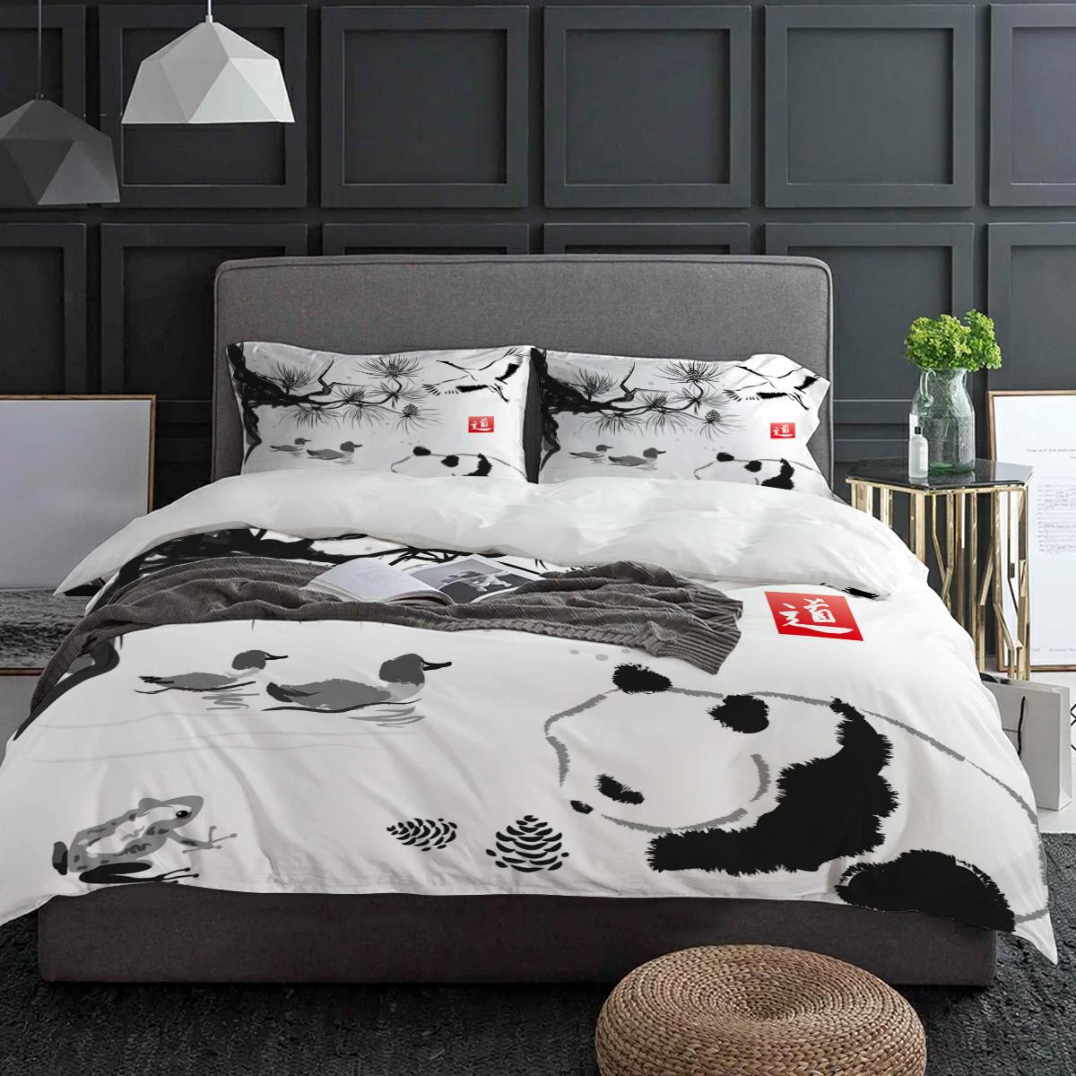 

Животное Панда Ветка Тушь Живопись Постельный Набор 3 предмета Пододеяльник Наволочка Детский Взрослый Покрывало Набор Двуспальный Постельное Белье Домашний Текстиль EU single(135x200cm)