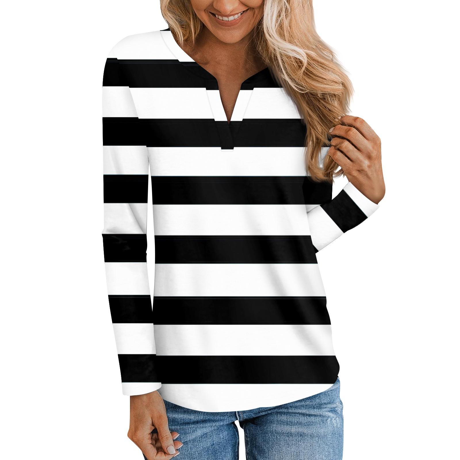 

Женская мода с длинным рукавом и V-образным вырезом, свободный красивый принтованный повседневный топ XL белый