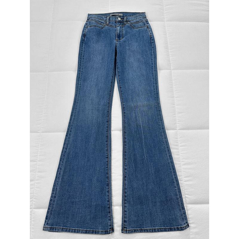 

Экспортные заказы Джо имеет R и не чувствует текстуру. Ткань Супер Зан! Ретро Высокий Эластичный Слегка Джинсовый Denim Blue 27