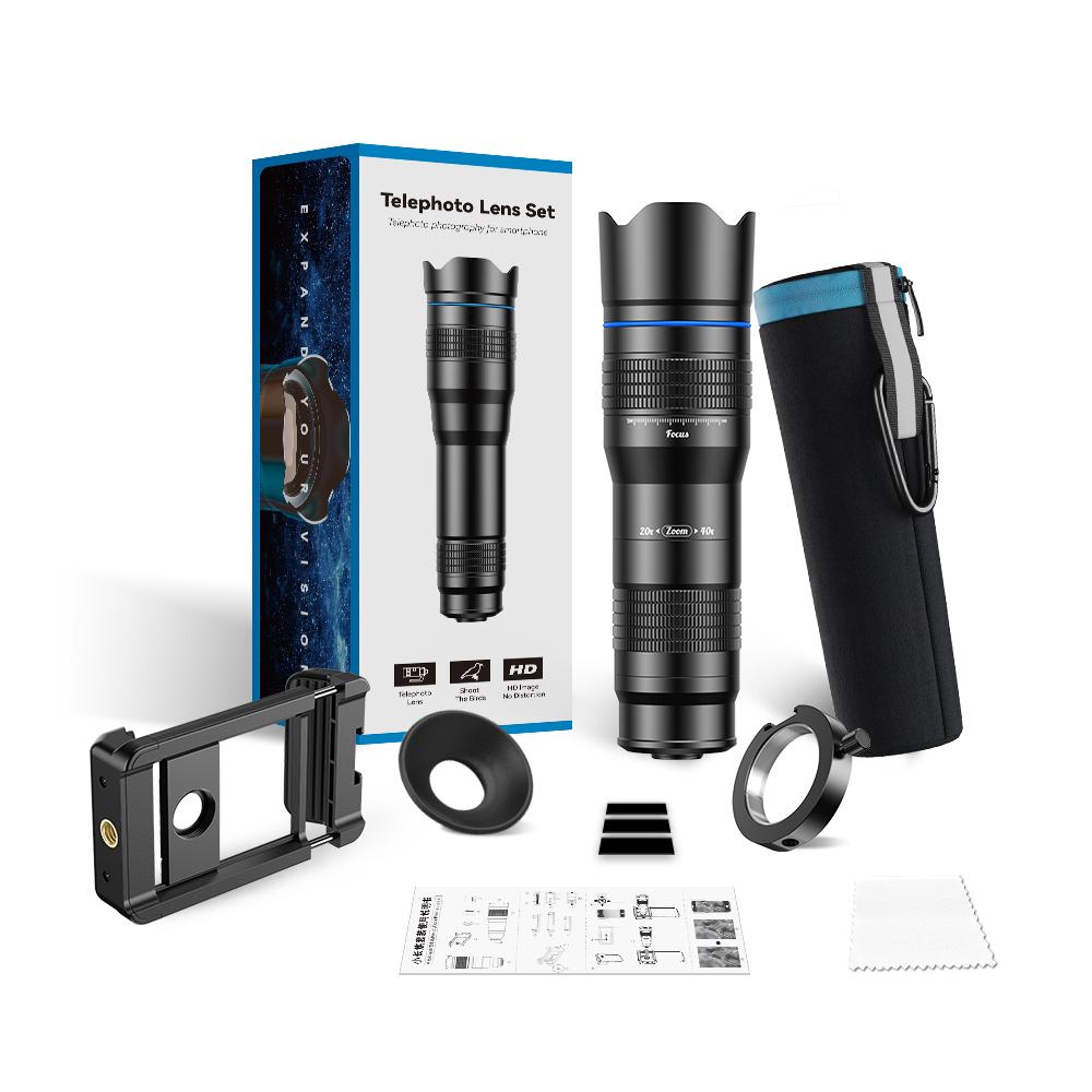 20-40x Zoom Smartphone Lens Glass Optics Digital Camera Lenses Dual Zooms Telescope Universal Telephoto Phone Camera Lens 178mm