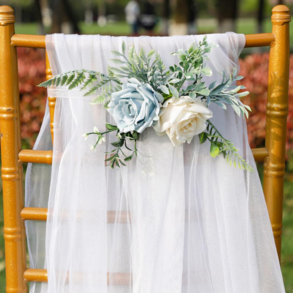 Wedding Chair Decoration Yellow Rose Flower Chair Back Aisle Decoration