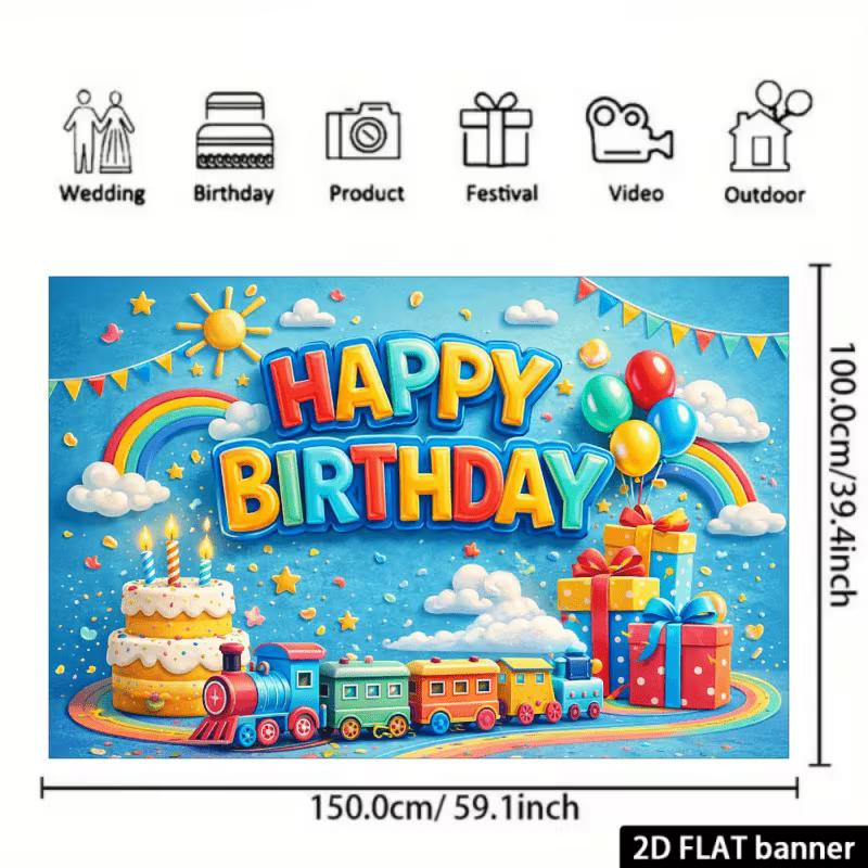 2D Blue Sky Rainbow Sun Happy Birthday Photography Background