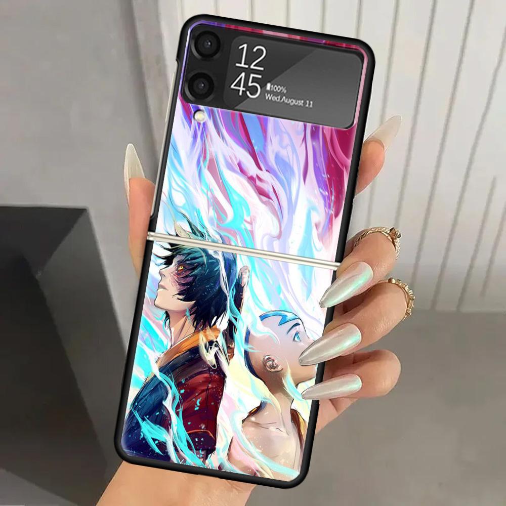 Anime Avatar The Last Airbender Hard PC Phone Case For Samsung Galaxy Z Flip 6 5 4 3 Black Cover ZFlip6 Flip5 Flip4 5G Foldable