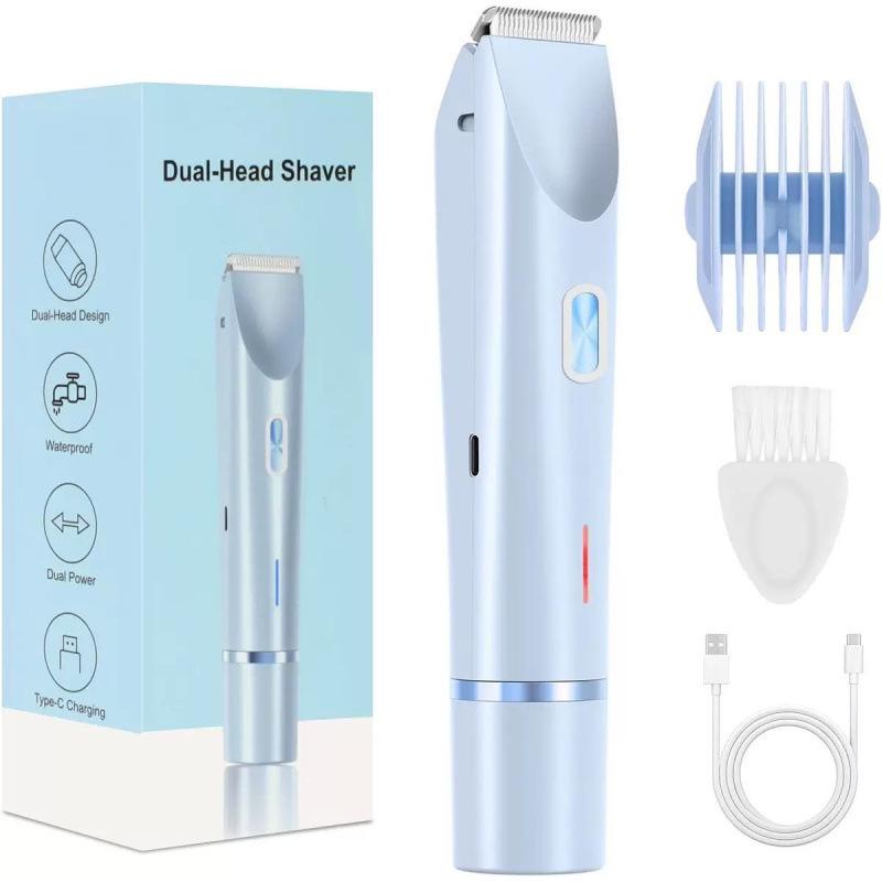 Women's Waterproof Electric Razor: Double-Head Shaver for Dry & Wet Use, Full Body Hair Removal
