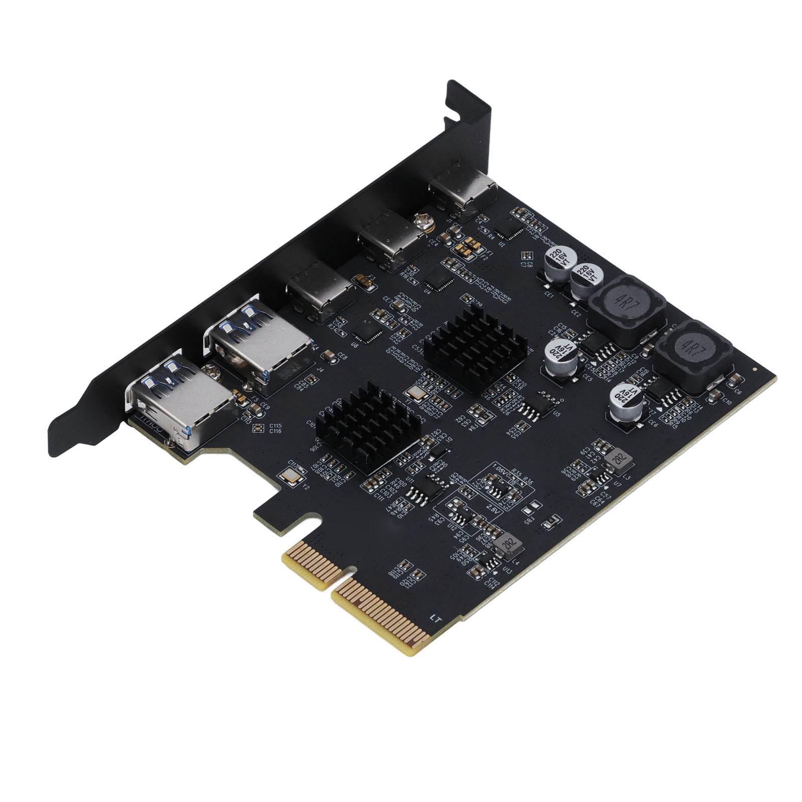 

USB 3.2 Gen 2 Expansion Card 10Gbps 2 Type A 3 Type C Port PCIE 4X Expansion Card Adapter Card for