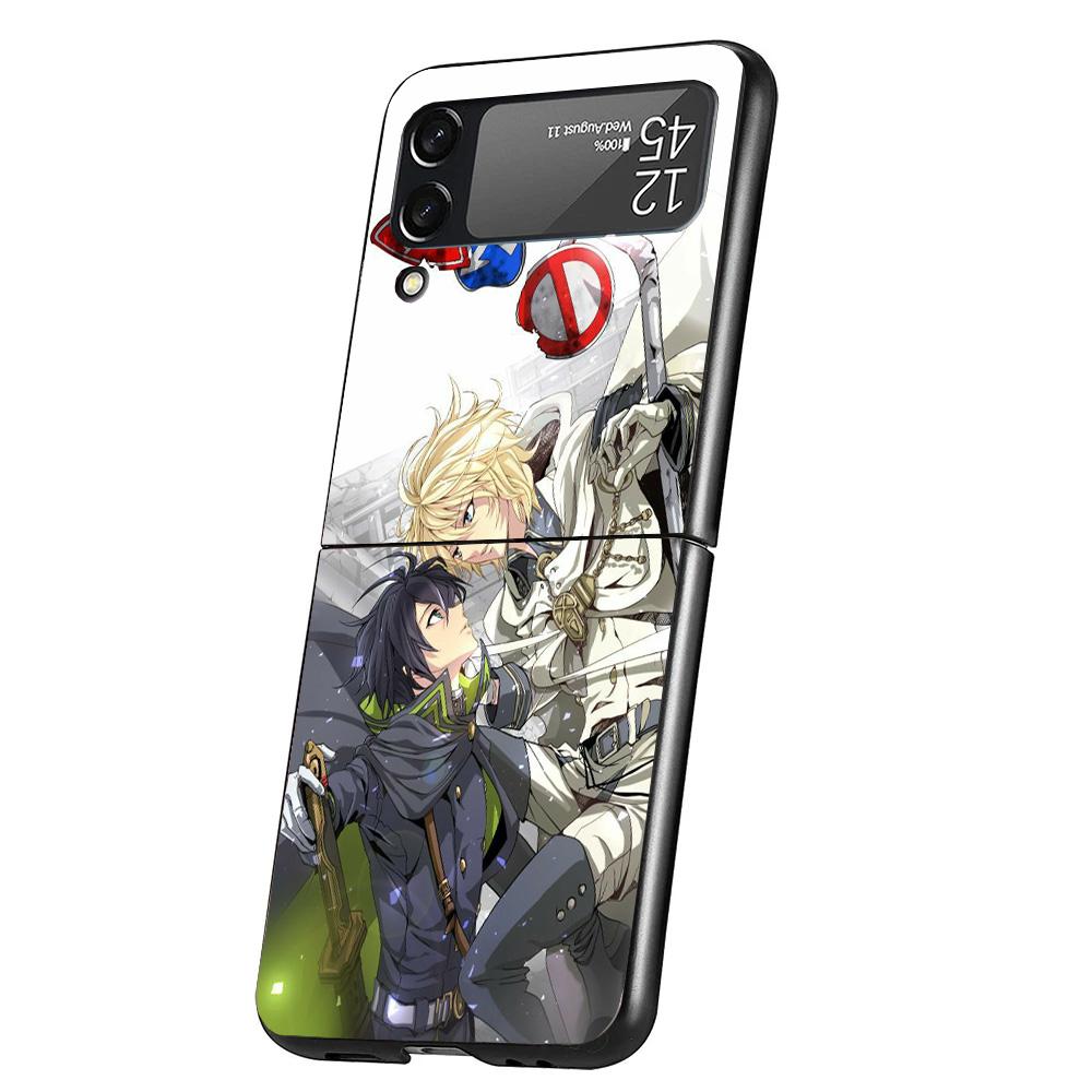Seraph Of The End Case Phone Cover for Samsung Galaxy Z Flip 6 5 4 3 5G ZFlip6 ZFlip5 ZFlip4 ZFlip3 Black Hard Trend Fundas
