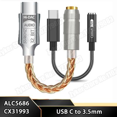 ALC5686 CX31993 HiFi DAC USB Type C na 3,5mm AUX Digitální Audio Kabel DAC pro Android Adaptér Type C na 3,5mm Sluchátka Dekodér ZesilovačDobrý produkt
