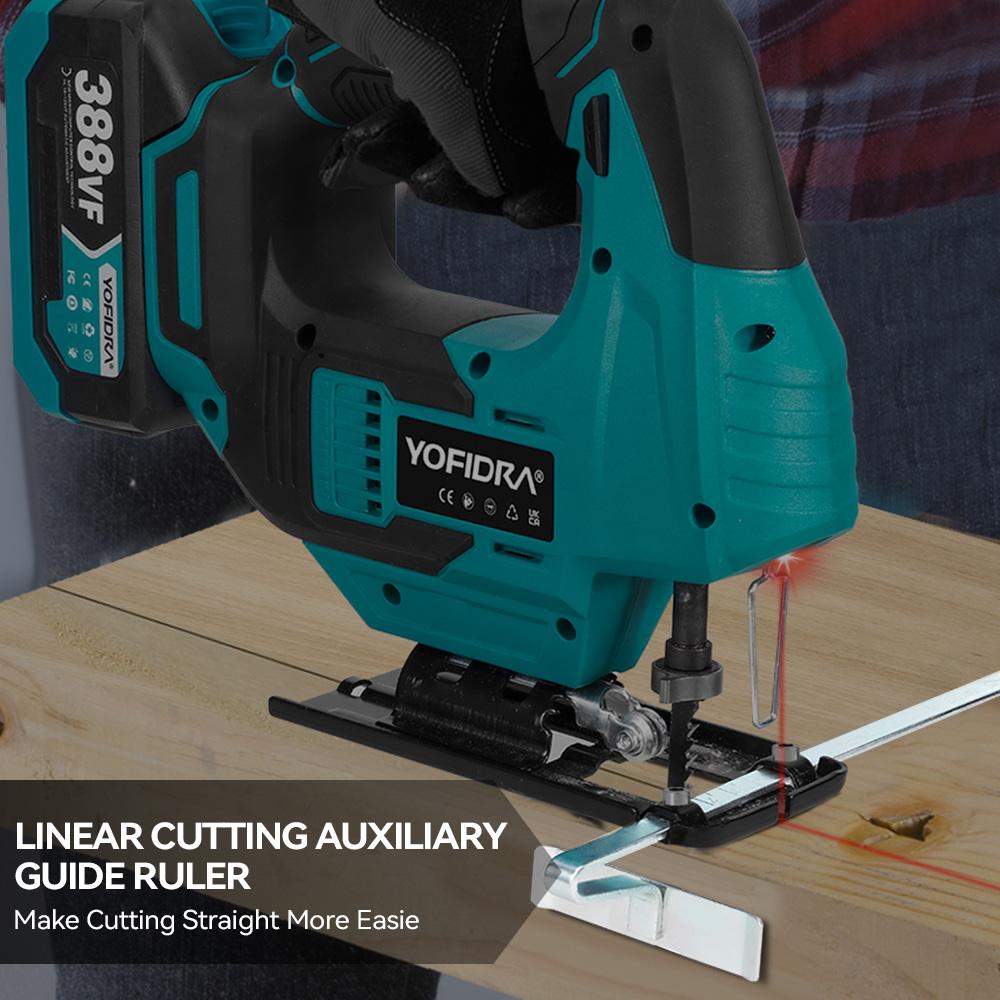 Yofidra Brushless 19mm Electric Jig Saw Infrared Laser Curve Saw Variable Speed MultiFunction Cutter For Makita 18V Battery Pin