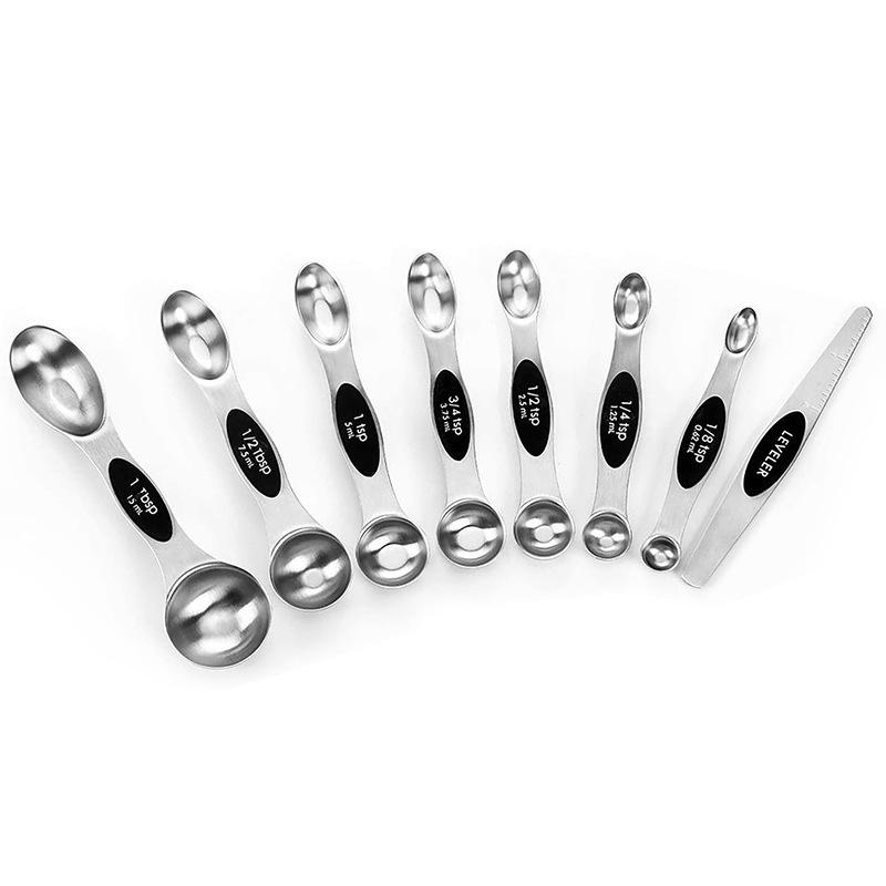 Stainless Steel Magnetic Double-Ended Measuring Spoons for Baking and Seasoning Colorful