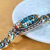 Sterling Silver Turquoise Dzi Bracelet with Six-Character Mantra