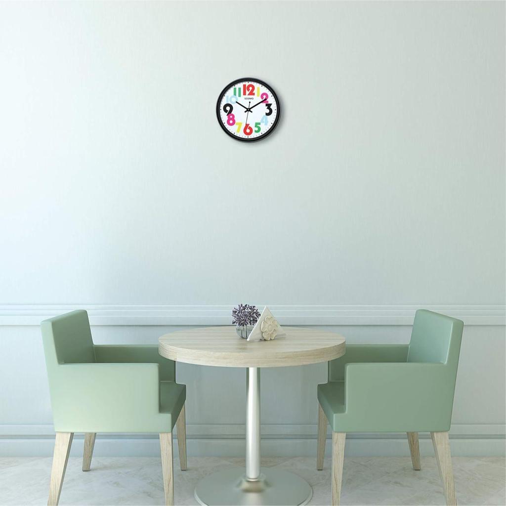 Engineered Wood, Glass Vivid 12-inch Silent Movement Wall Clock (Black)