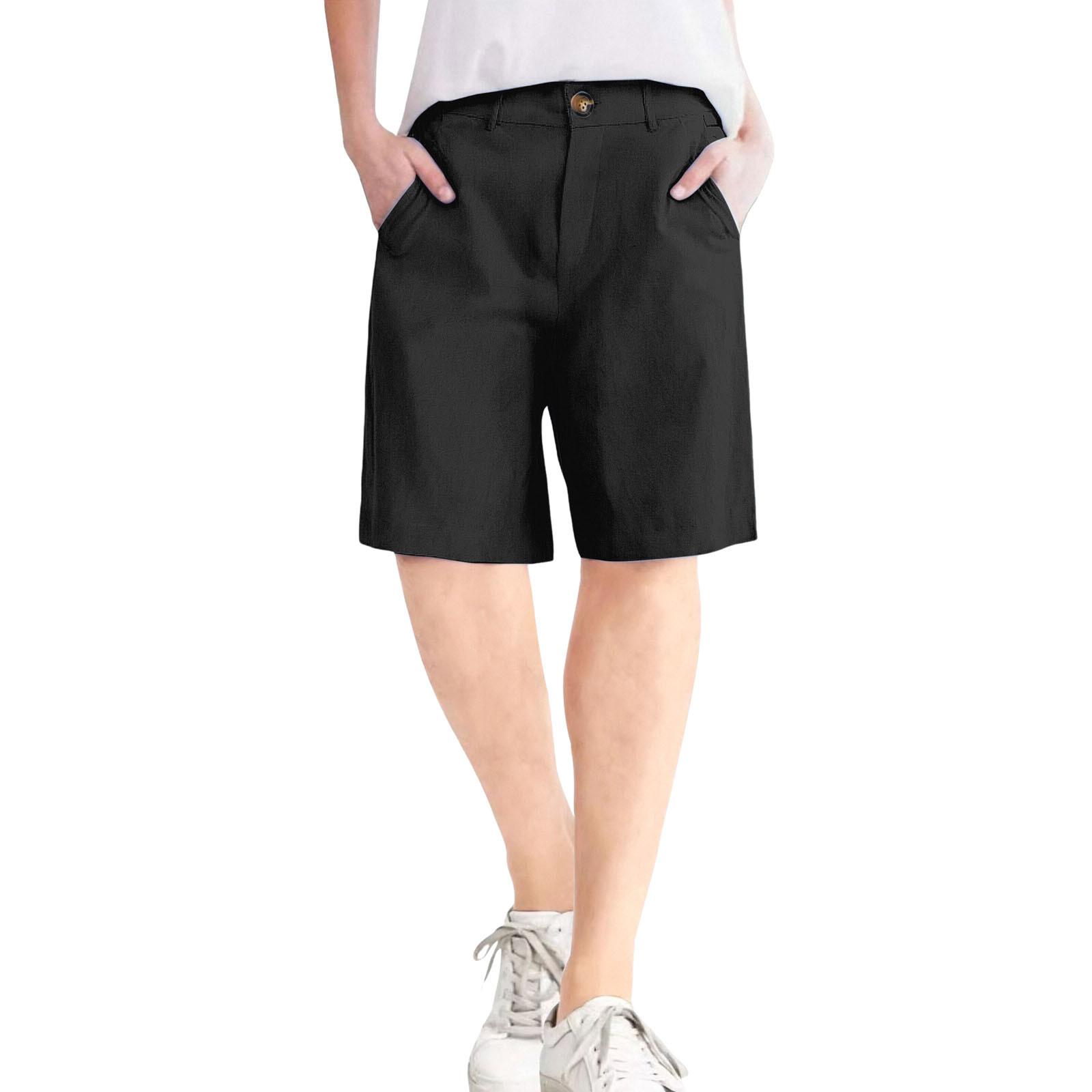 

Женские шорты из мягкого хлопкового льна с карманами, застежкой на мягкие пуговицы, без молнии, облегающие шорты L