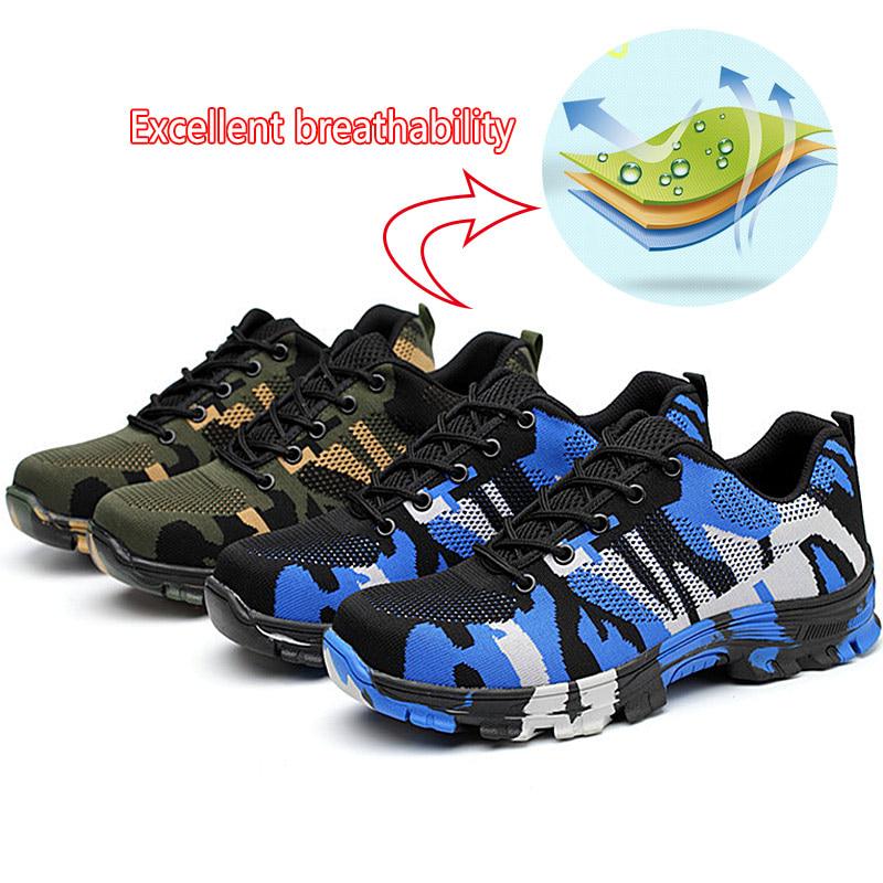 Sicherheitsarbeitsschuhe, pannensichere Schuhe, Stiefel mit Stahlkappe, atmungsaktive Arbeits-Sneaker in Tarnfarben für Herren