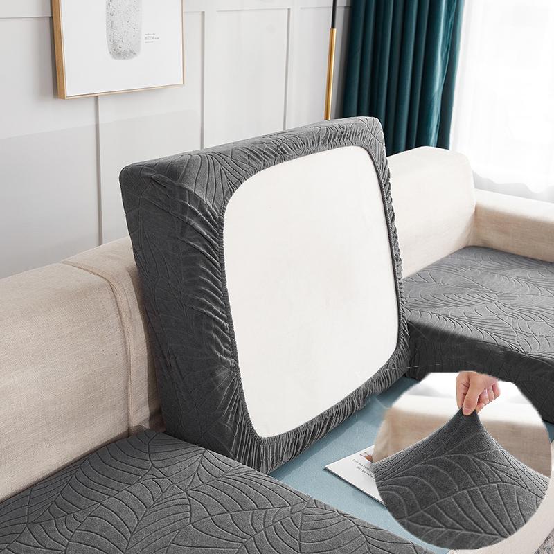 

Jacquard Waterproof Seat Cushion Cover Elastic Solid Sofa Cover For Living Room Removable Home Sofa Cushion Covers 1Pcs Small темно-серого