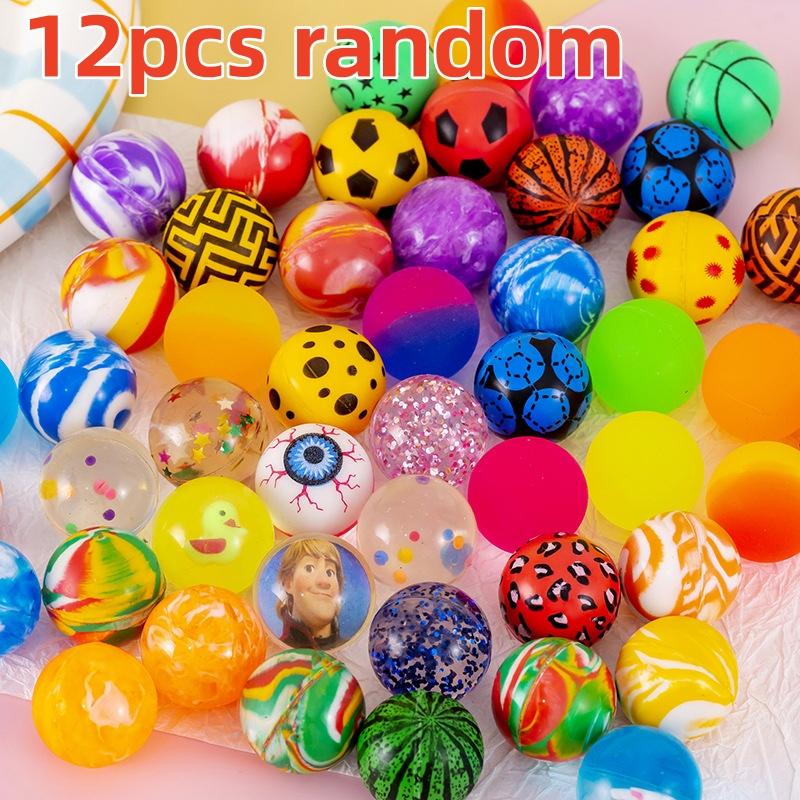 12pcs Twisted Egg Solid Elastic Ball Bounce Ball Solid Street Toy Ball Colorful Elastic Party Guest Gift Silicone Bounce Ball
