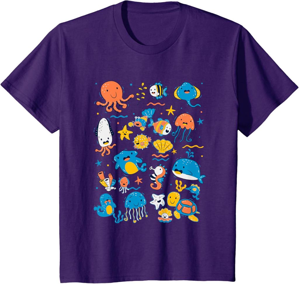 Carini Animali Marini Bambini Creature Oceaniche Pesce Pagliaccio Maglietta