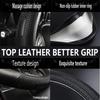 D Shape Steering Wheel Cover,Universal 14.5-15 Inch Car Black Leather Steering Wheel Wrap with Better Sport Grip for Men Women,Fit D Shaped Flat