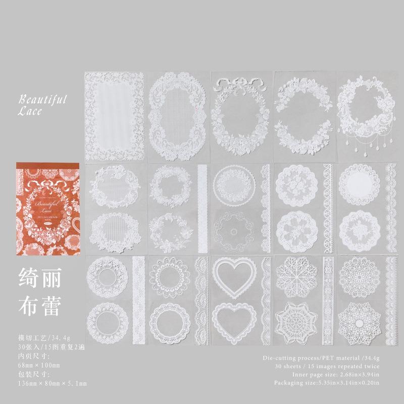 Vintage Lace Pattern Pet Sticker Book For Hand Account Diy Scrapbook Decoration