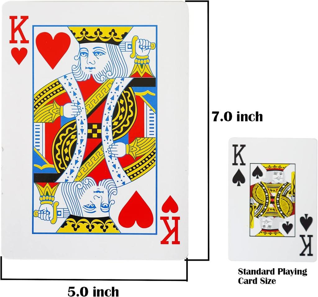 King Size Playing Extra Big Trumps Cards, Large, Family-Friendly, 2x-6x Magic, Jokes, (6x)