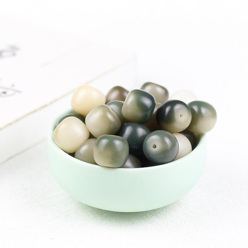 Natural Bodhi Root Flowered Green Barrel Beads 12x13MM - Handmade DIY 108 Beads Accessories