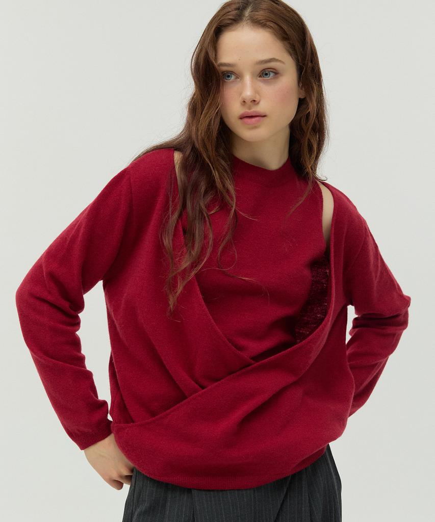 NEW LOOKY Layered Knit Set_Red