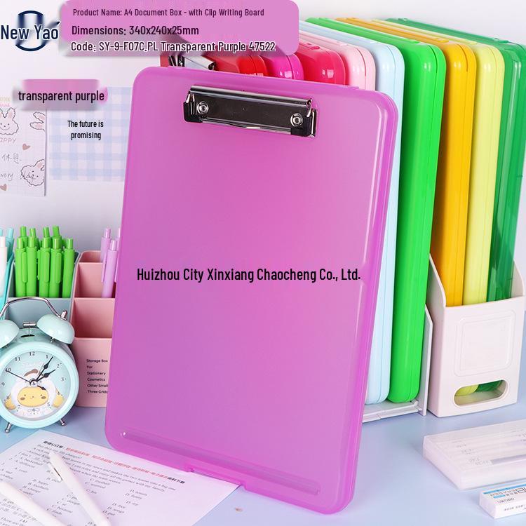 Large Capacity A4 File Box with Pen Slot & Clipboard for A5 Paper Storage