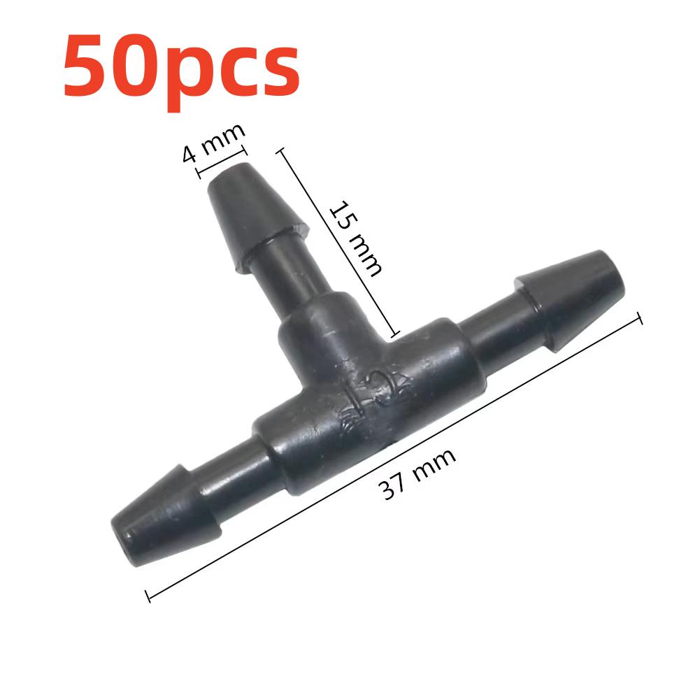 50 Pcs Equal Barbed 3-Way Tee Connector for Inner Diameter 3mm Hose Connection Water Pipe Fittings Tupe Repair Couplings 0mm