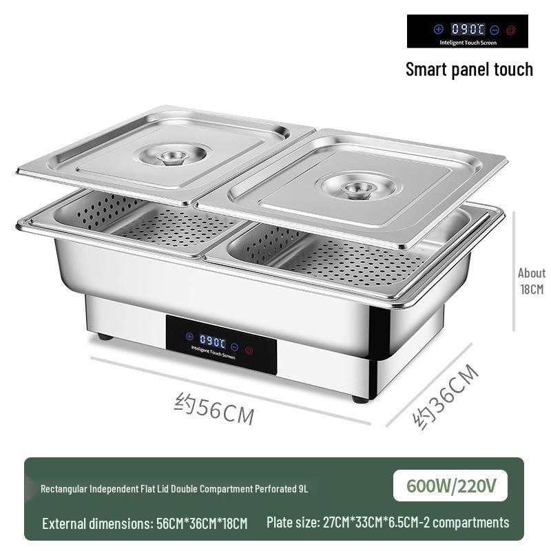 Stainless Steel Self-Serve Buffet Warmer with Transparent Flip-Top for Restaurants & Hotels