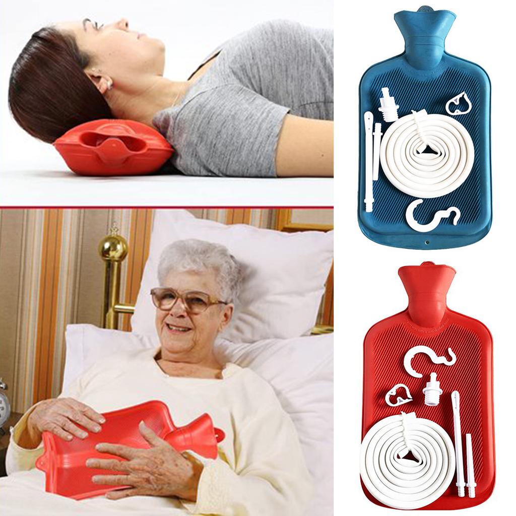 6Pcs Enema Bag Kit Rubber Enema Cleaner  Includes 2L Hot Water Bottle 4.9ft Hose Controlled Water Flow Valve 2 Syringe Pipe Hook