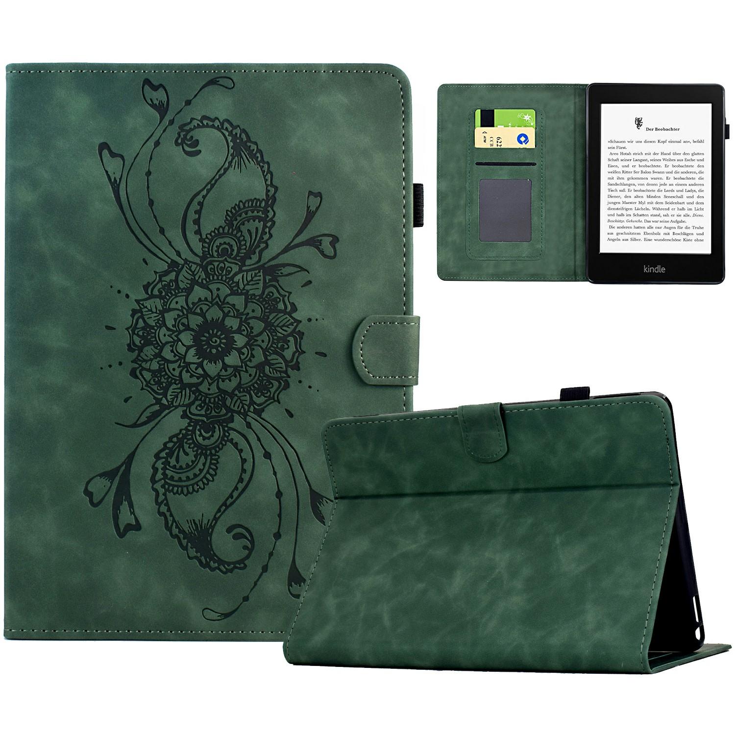 

Для Amazon Kindle Paperwhite 5 (2021 рік) Чохол Мандала Шкіряний чохол для планшета з тисненням і відділеннями для карток Green