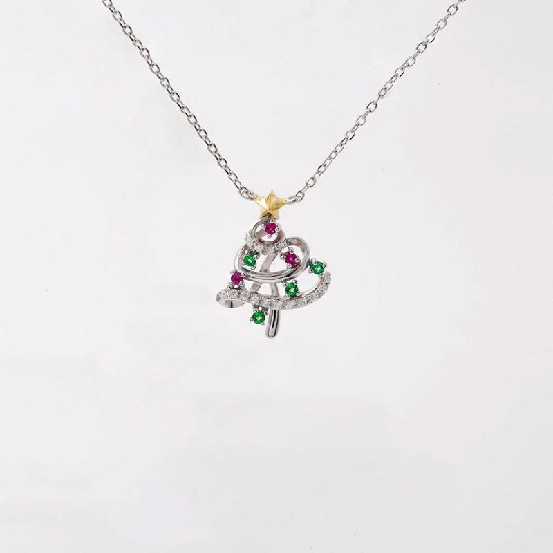 Small And Delicate Christmas Tree Necklace, Colorful And Sweet Holiday Gifts, Sparkling Pendant Jewelry