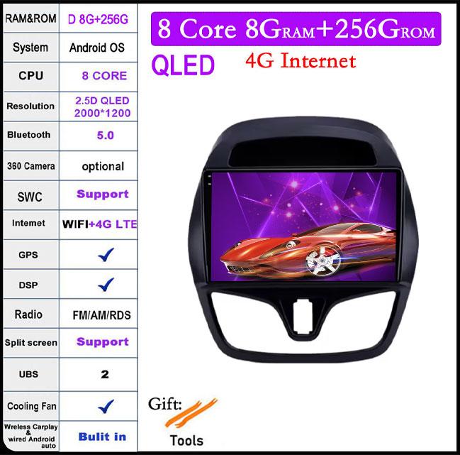 9 Inch IPS QLED For Chevrolet Spark 2015-2018 DSP Android 14 Car Radio Multimedia Video Player Navigation Stereo GPS Monitor