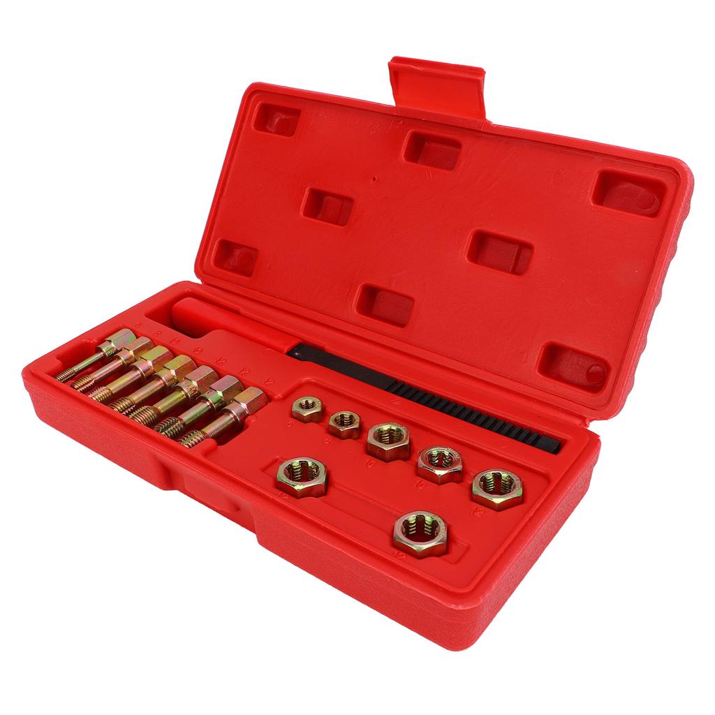 15pcs Metric Thread Chaser Set Carbon Steel Rethreading Tap Die Tool Kit Rethread Repair Tool
