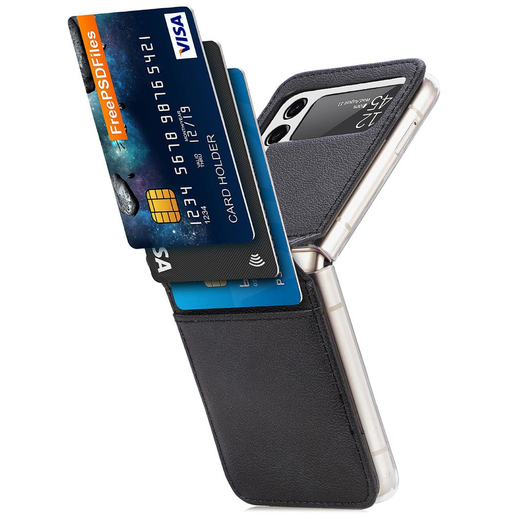 Shockproof Thin Card Slot Leather Case For Samsung Galaxy Z Flip 3 Flip4 Flip 4 Flip3 5g Anti -Scratch Protective Phone Cover