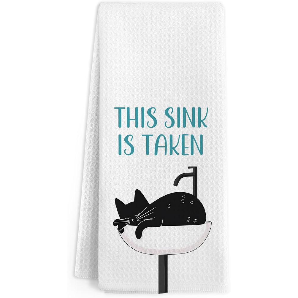 Funny Orange Tabby Cat Hand Towels for Bathroom, A Cat Will Be with You Shortly Hand Towels, Funny Orange Cats Dish Tea Towel for Kitchen Bathroom Wash Cat