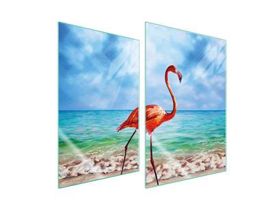 GLÄSERNE KOCHPLATTENSCHUTZPLATTE 2x35x52 FLAMINGO
