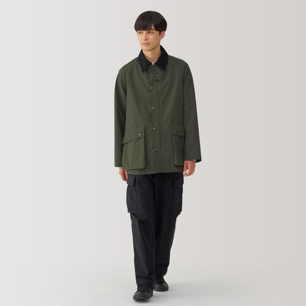 MUJI Corduroy Collar Dark Size S Men's Water-Repellent Jacket, Green, (AC1VJA4A)